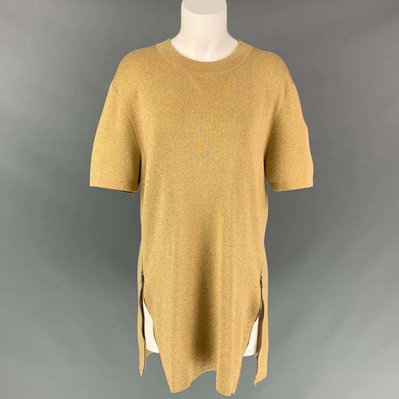 NEIL BARRETT Gold Gold Metallic Polyester Blend Long Pullover